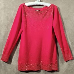 Oliver.o Embellished Long Sleeve Red Sweater with  a touch of Bling Size M